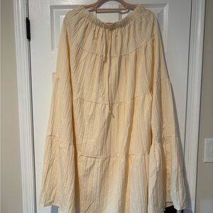 Cream Tiered Maxi Skirt